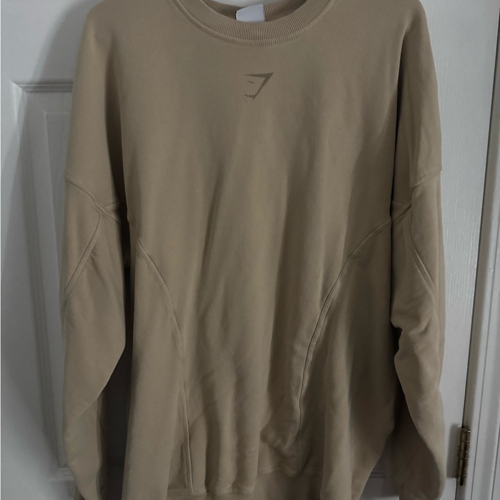 Gymshark Tan Crewneck Sweater with Relaxed Fit
